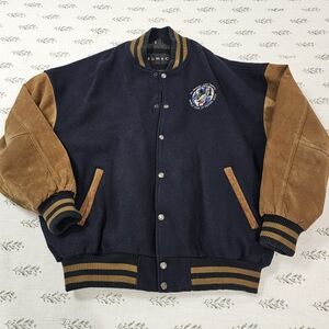 Vintage Y2K Varsity Jacket Wool & Suede | World Tour of Beers 2001 | SUMAC Sz XL